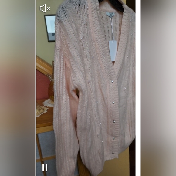 NWT FRNCH blush cardigan with pearl accents size small - Picture 3 of 16